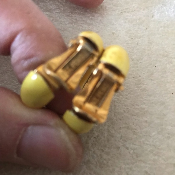 Vintage Accessories - Yellow and Gold Women's Clip-On Earrings
